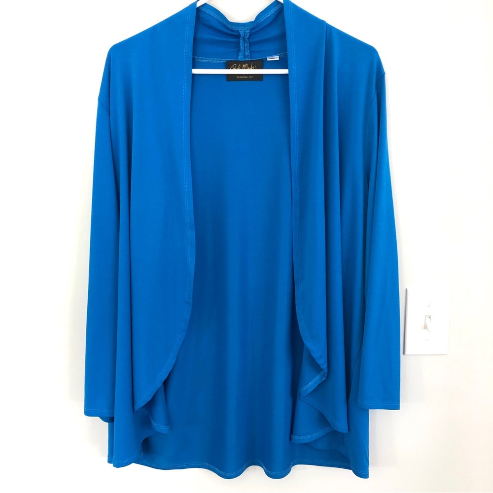 Bob Mackie Jersey Knit Feather Solid Cardigan, Size L